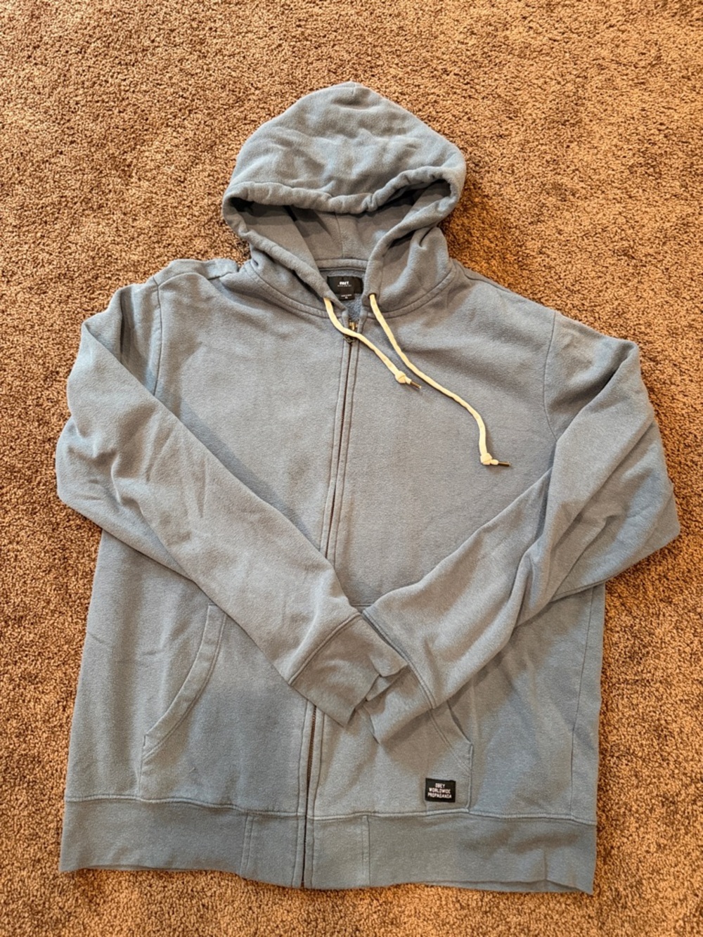 Obey Men's Full-Zip Hoodie - Dusty Blue